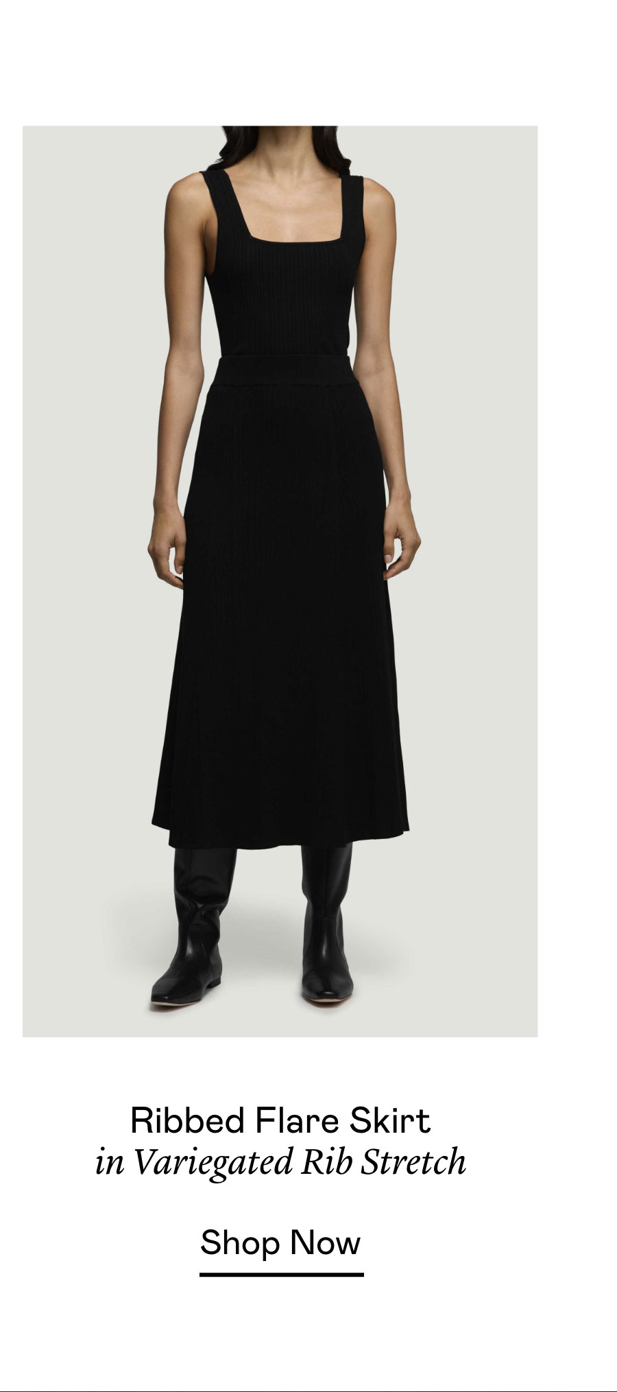 Ribbed Flare Skirt in Variegated Rib Stretch Ribbed Flare Skirt in Variegated Rib Stretch