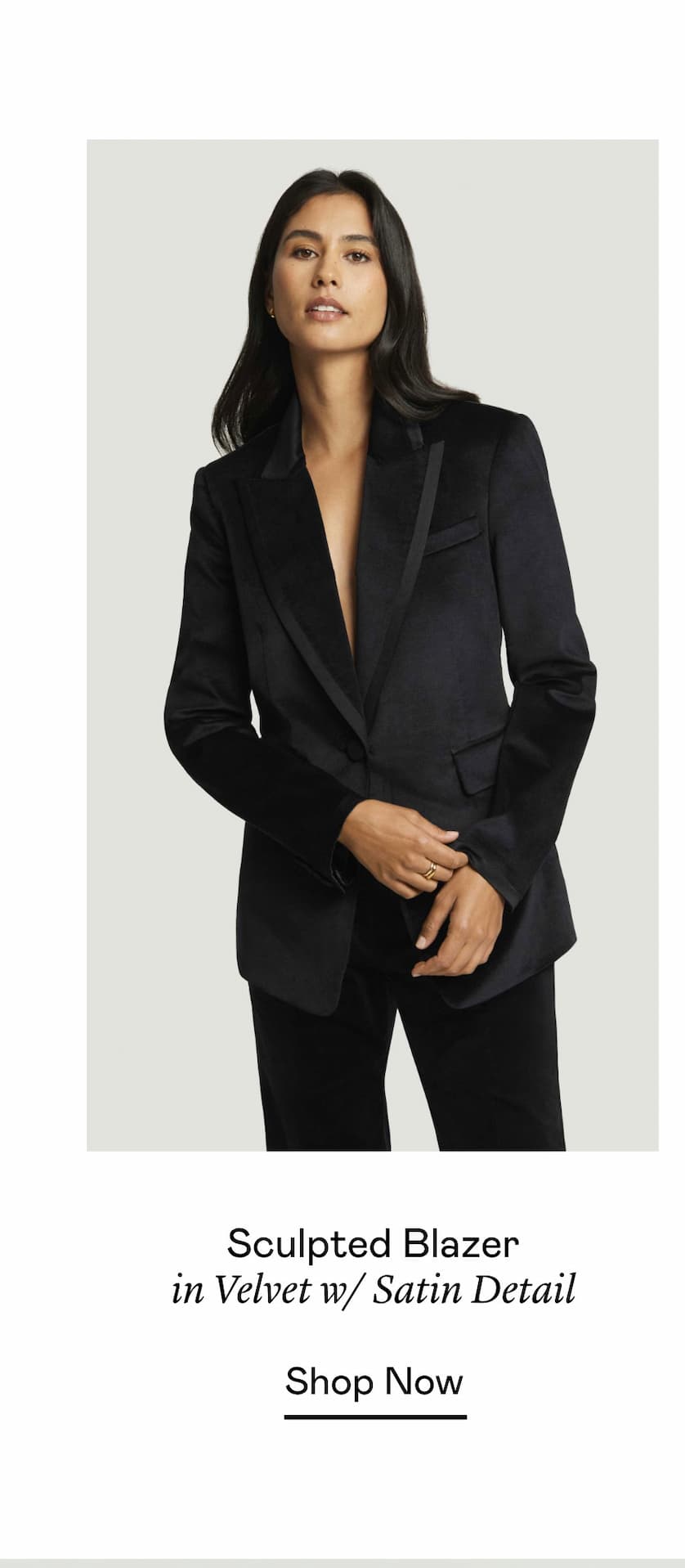Sculpted Blazer in Velvet w/ Satin Detail Sculpted Blazer in Velvet w/ Satin Detail