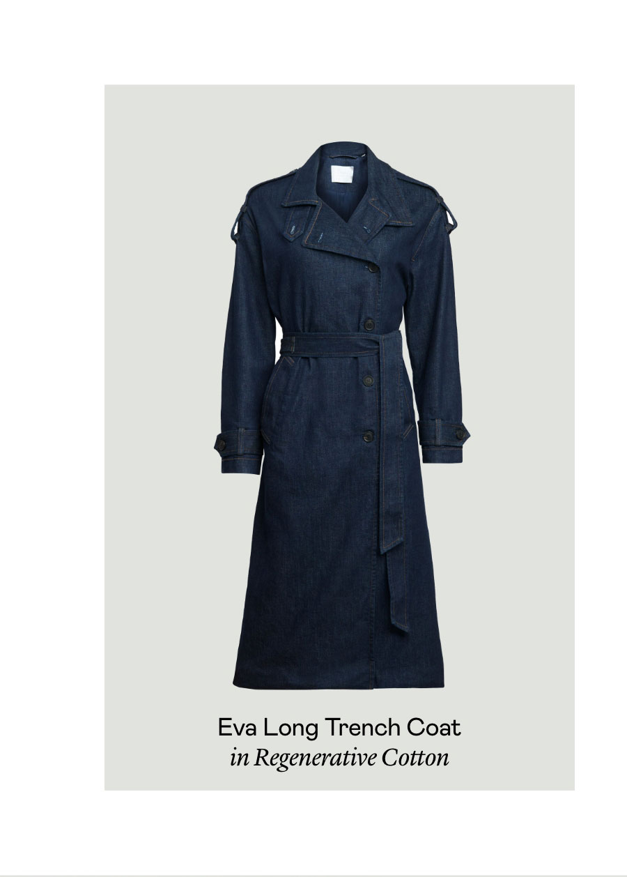 Eva Long Trench Coat in Regenerative Cotton