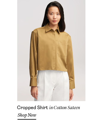 Cropped Shirt in Cotton Sateen