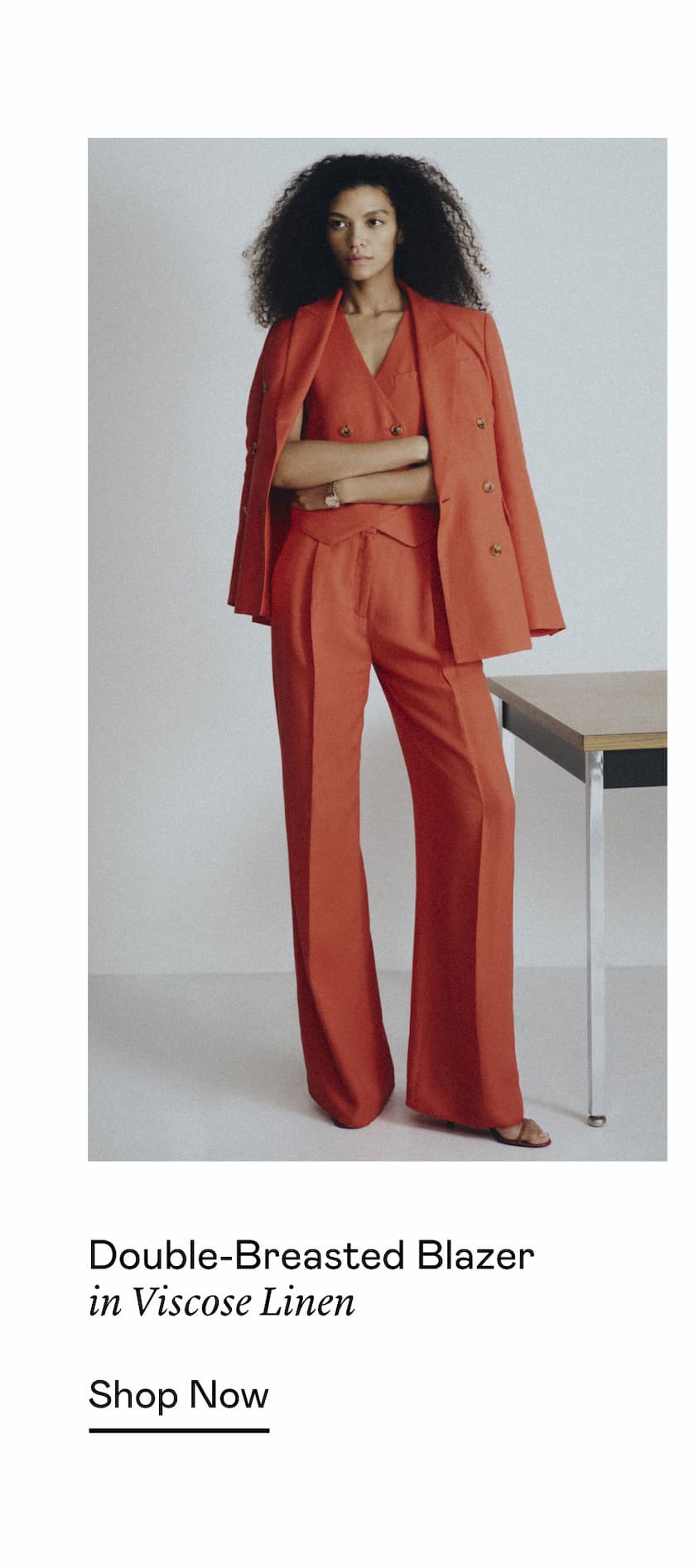 Double-Breasted Blazer in Viscose Linen