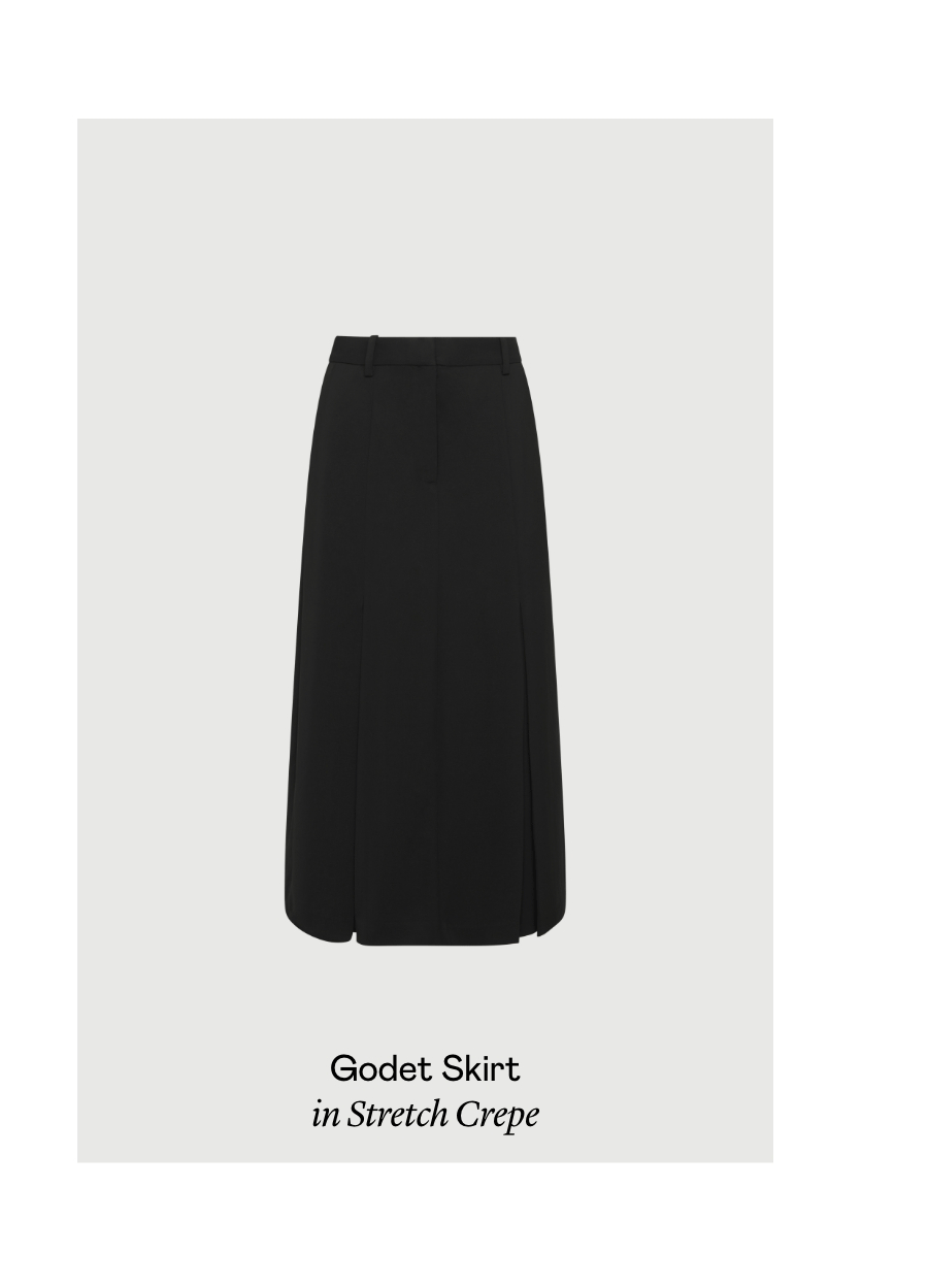 Godet Skirt in Stretch Crepe Godet Skirt in Stretch Crepe
