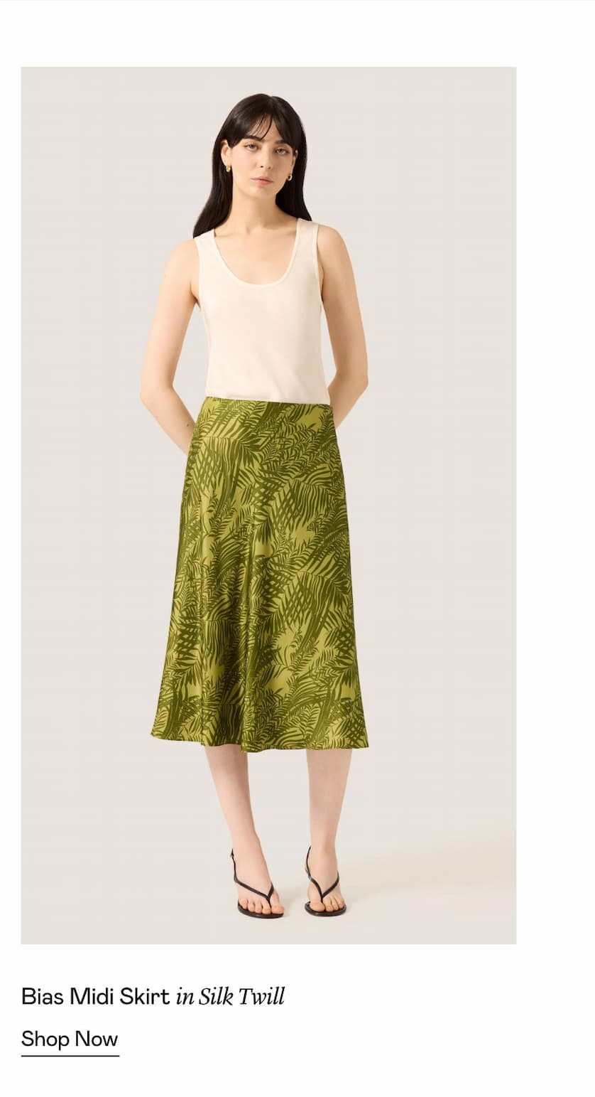 Bias Midi Skirt in Silk Twill