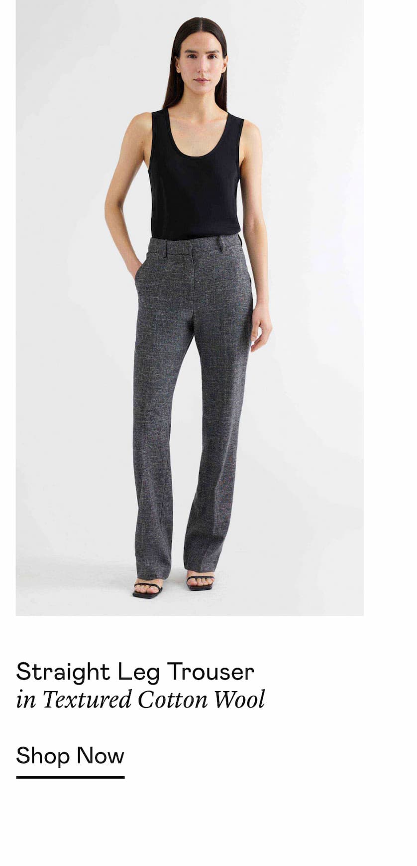 Straight Leg Trouser in Textured Cotton Wool