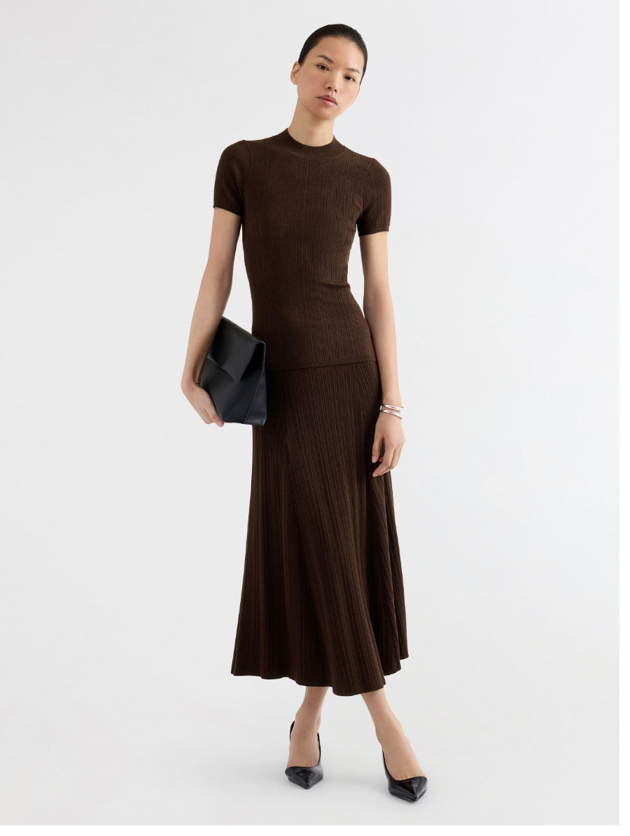 Ribbed Skirt in Merino Silk Ribbed Skirt in Merino Silk