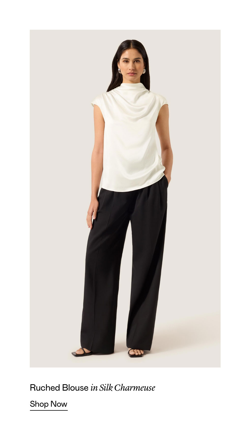 Ruched Blouse in Silk Charmeuse