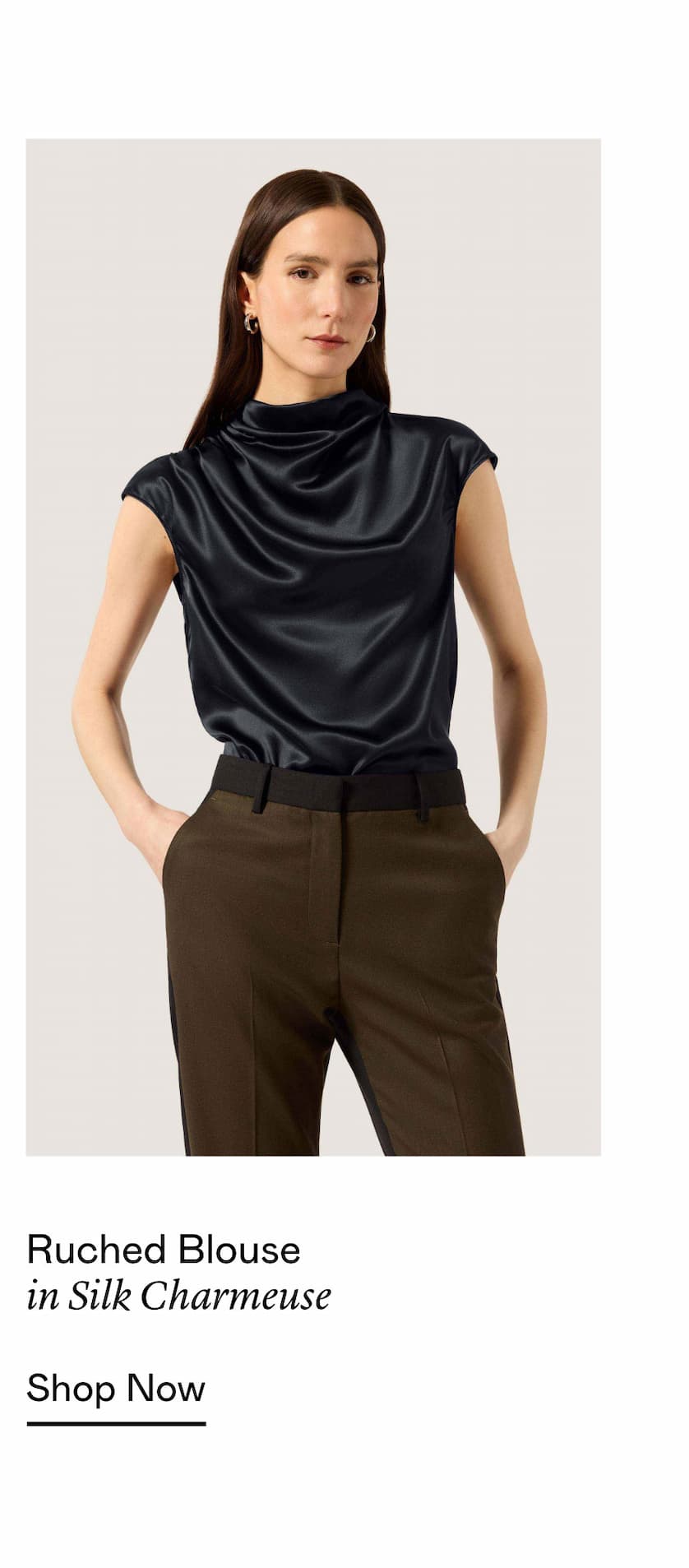 Ruched Blouse in Silk Charmeuse
