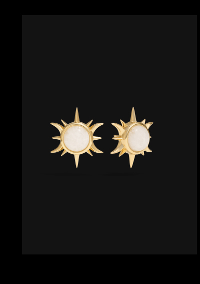 Moonstone Triple Moon Studs