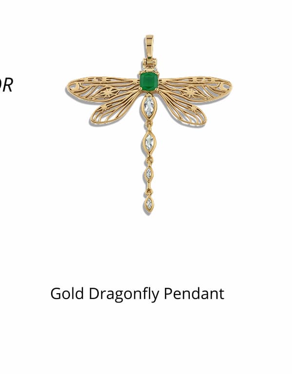 Gold Dragonfly Pendant