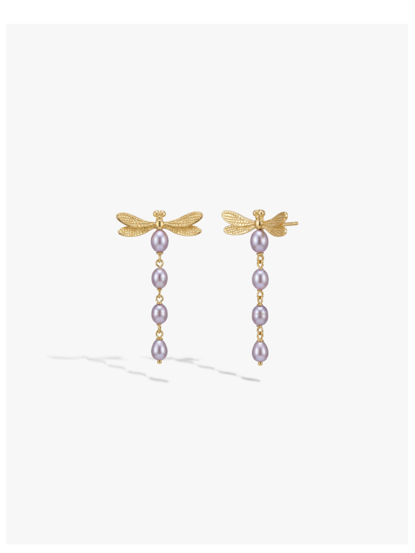 Metamorphic Damselfly Pearl Earrings