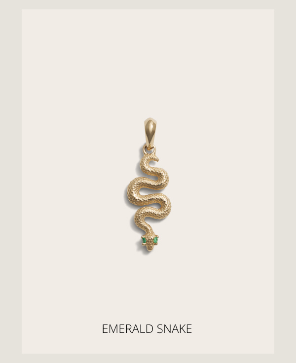 14k Emerald Eye Snake Necklace