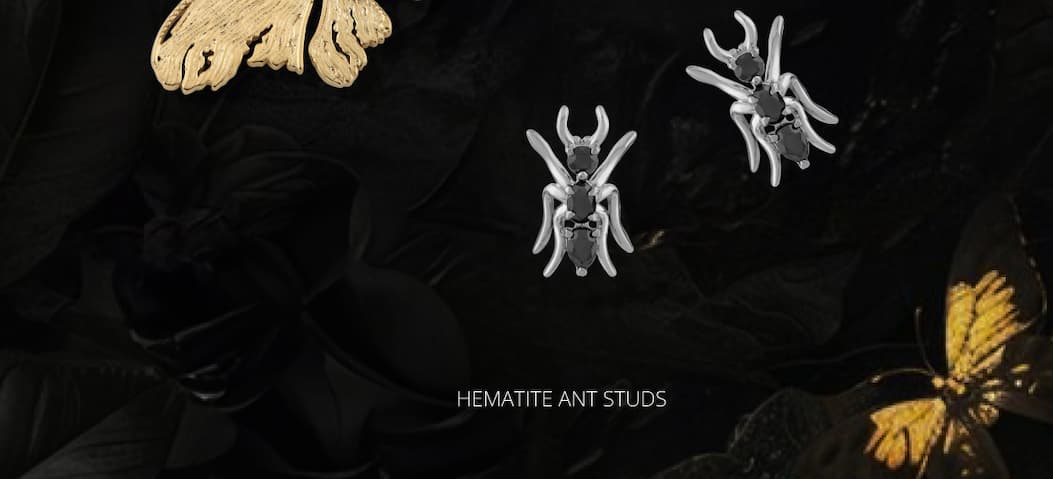 Hematite Ant studs
