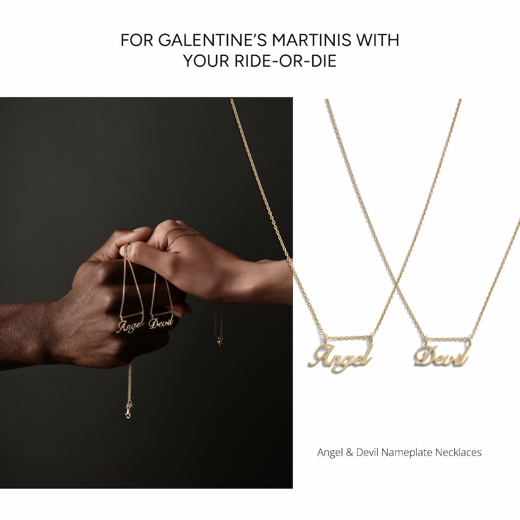 Angel & Devil Nameplate Necklaces