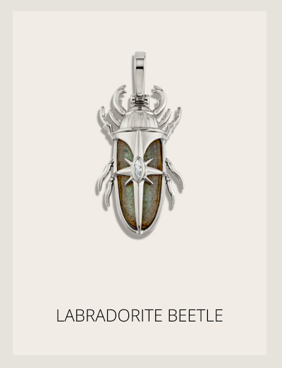Labradorite Beetle Necklace