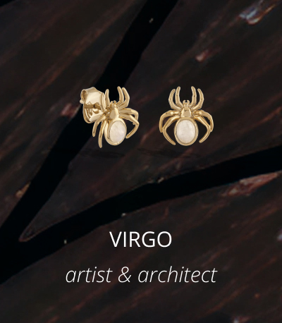 Virgo - Moonstone Spider Studs