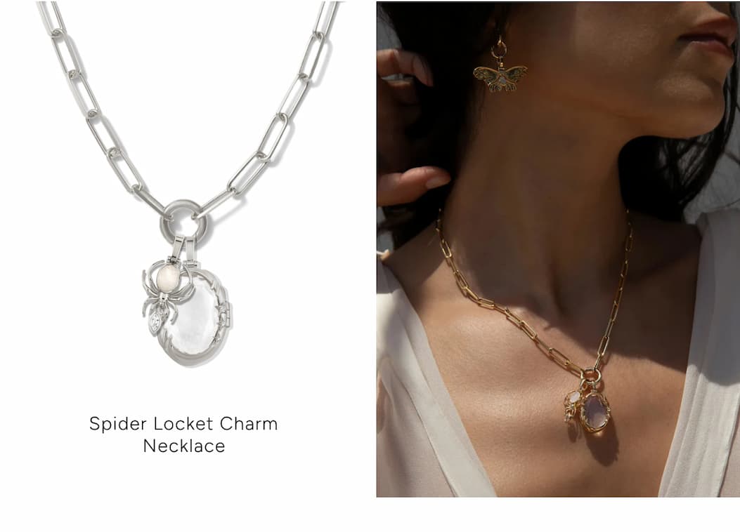 Spider Locket Charm Necklace