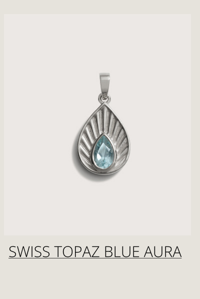 Blue Swiss Topaz Aura Pendant