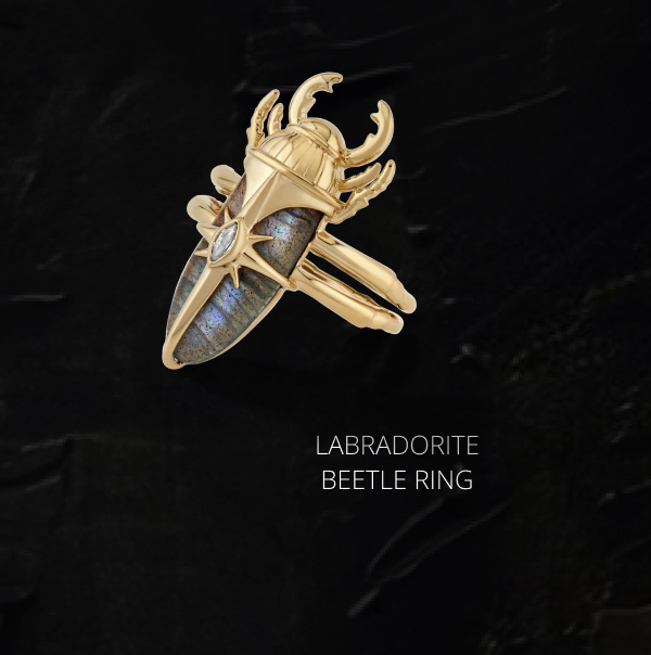 Labradorite Beetle Ring