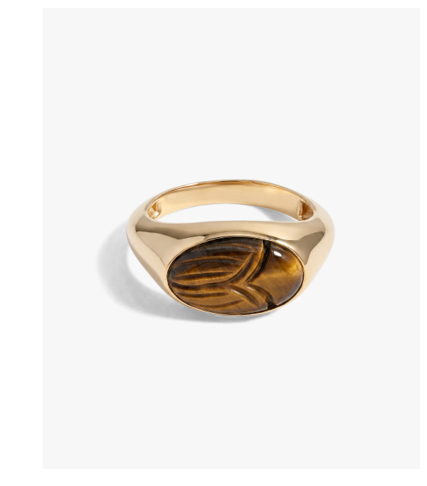 Carved Gemstone Deathwatch Beetle Ring