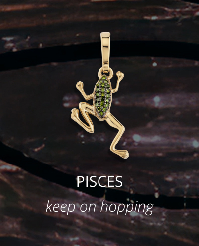 Pisces - Green Diamond Baby Frog Necklace