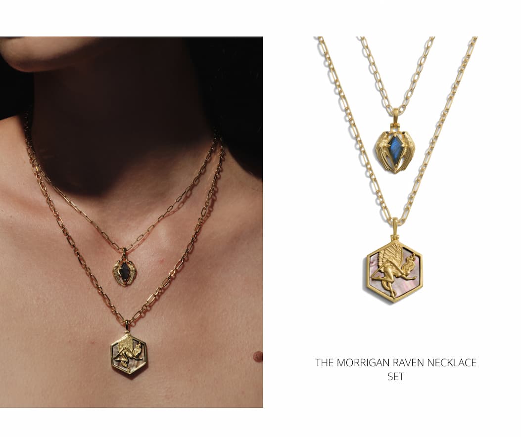 The Morrigan Raven Necklace Set