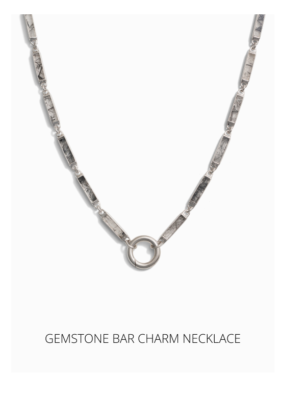 Gemstone Bar Charm Necklace