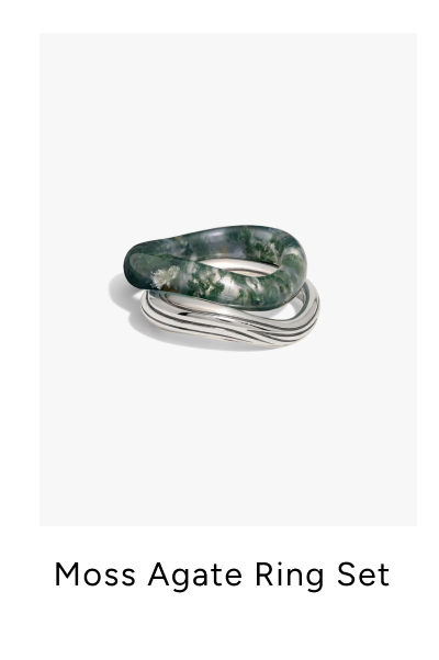 Moss Agate Ring Set