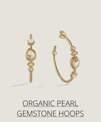Organic Pearl Gemstone Hoops