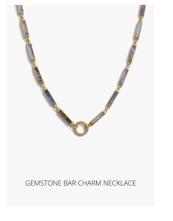 Gemstone Bar Charm Necklace