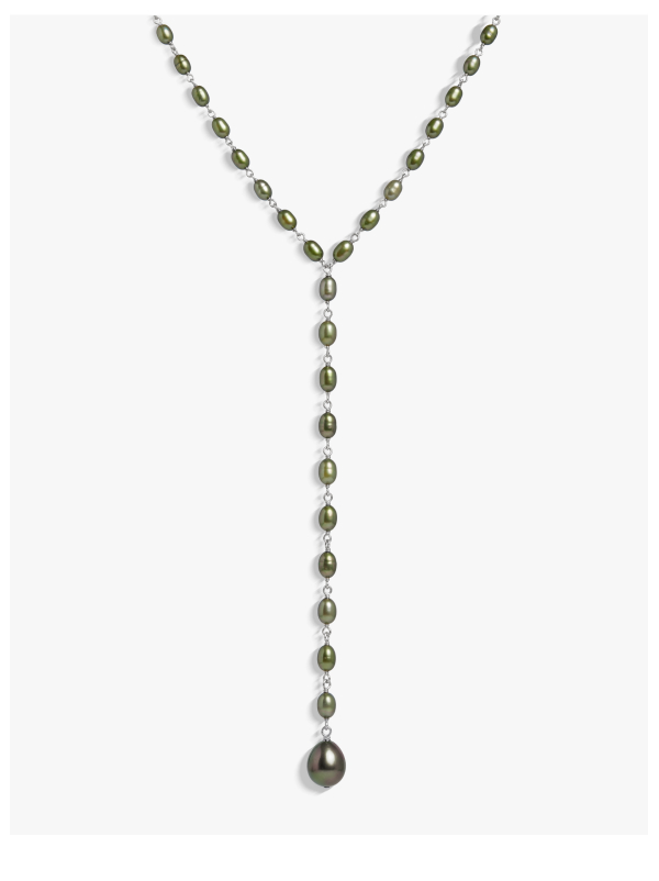 Damselfly Drop Pearl Lariat