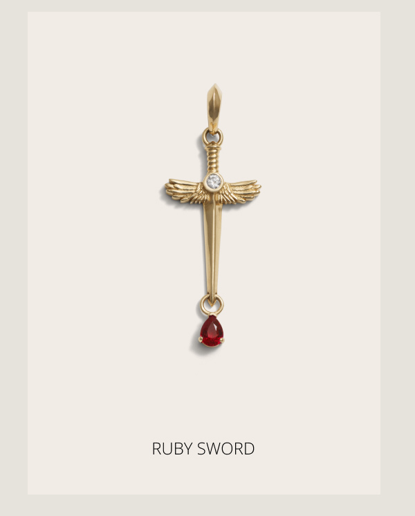 14k Ruby Sword Necklace