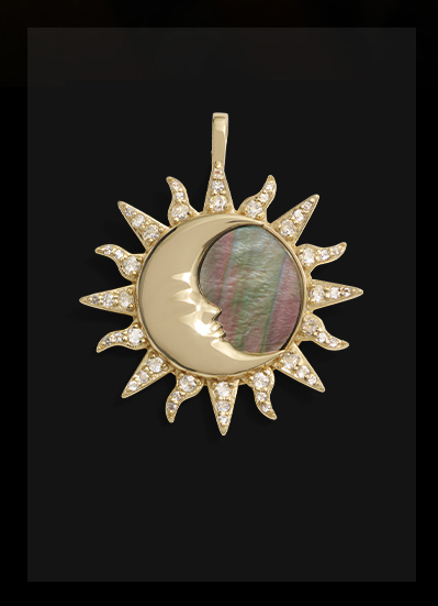 Sun & Moon Black Mother of Pearl Necklace