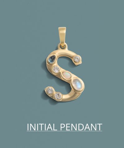 Gold Gemstone Initial Necklace