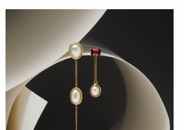 Molten Pearl Asymmetrical Earrings