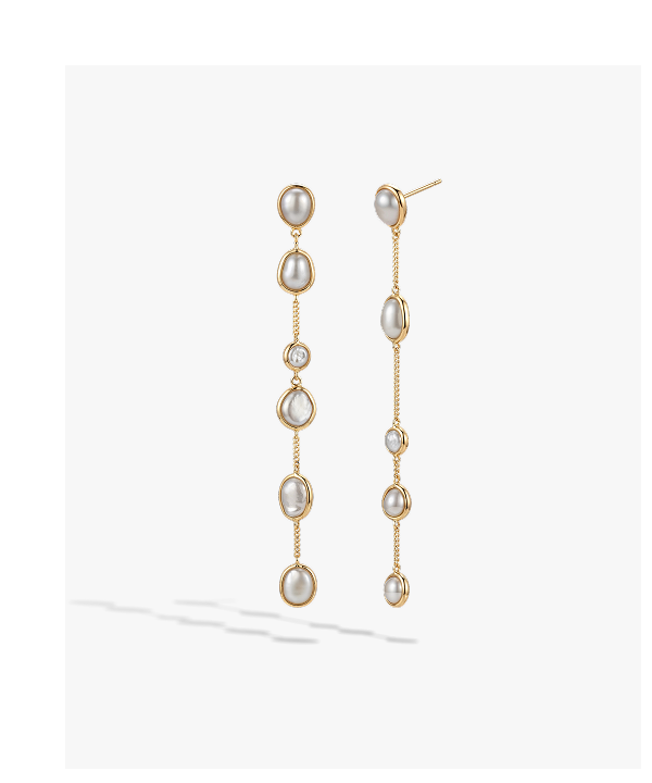 Molten Pearl Linear Statement Earrings