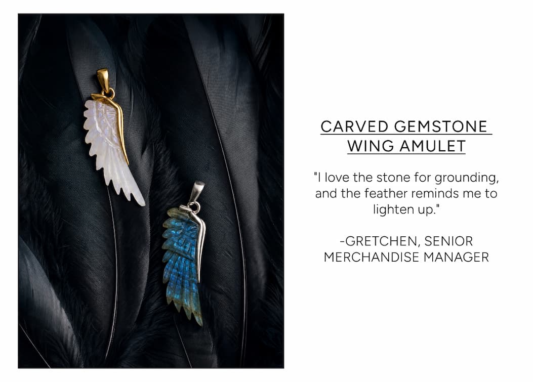 Carved Gemstone Wing Amulet