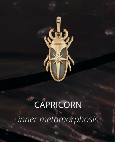 Capricorn - Labradorite Beetle Necklace