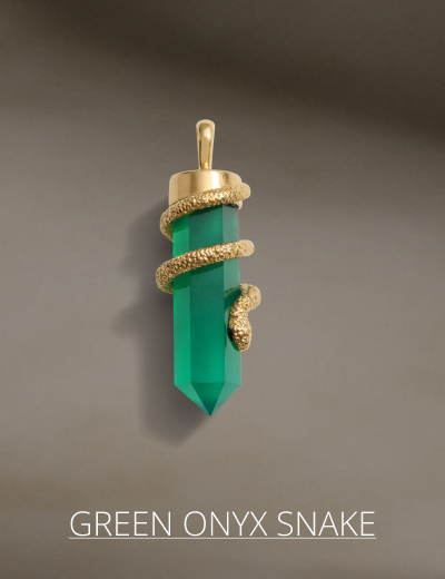 Green Onyx Crystal Snake Necklace