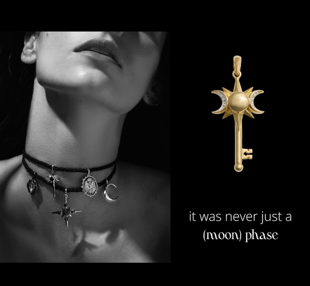 Mini Triple Moon Key Amulet