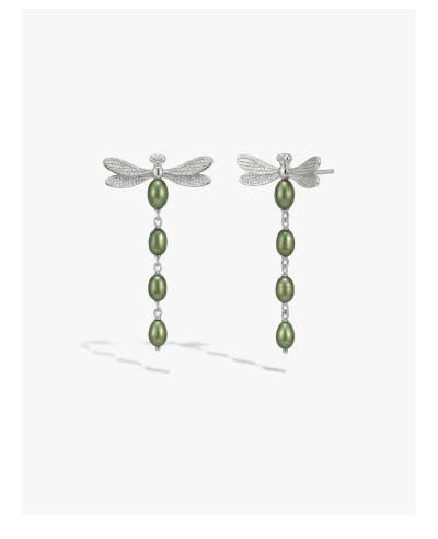 Metamorphic Damselfly Pearl Earrings