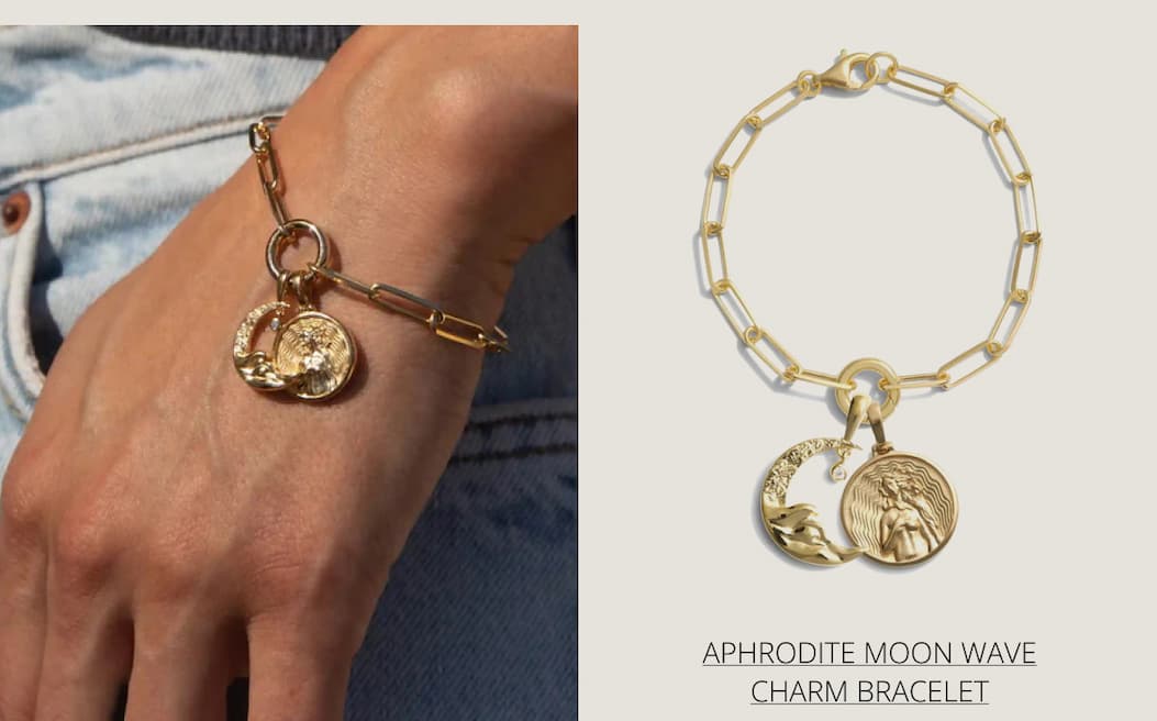 Aphrodite Moon Wave Charm Bracelet