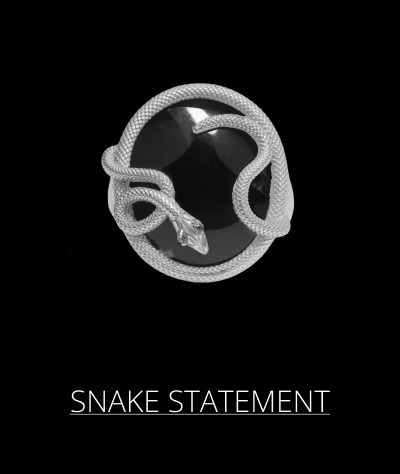 Grey Cat's Eye Snake Statement Ring