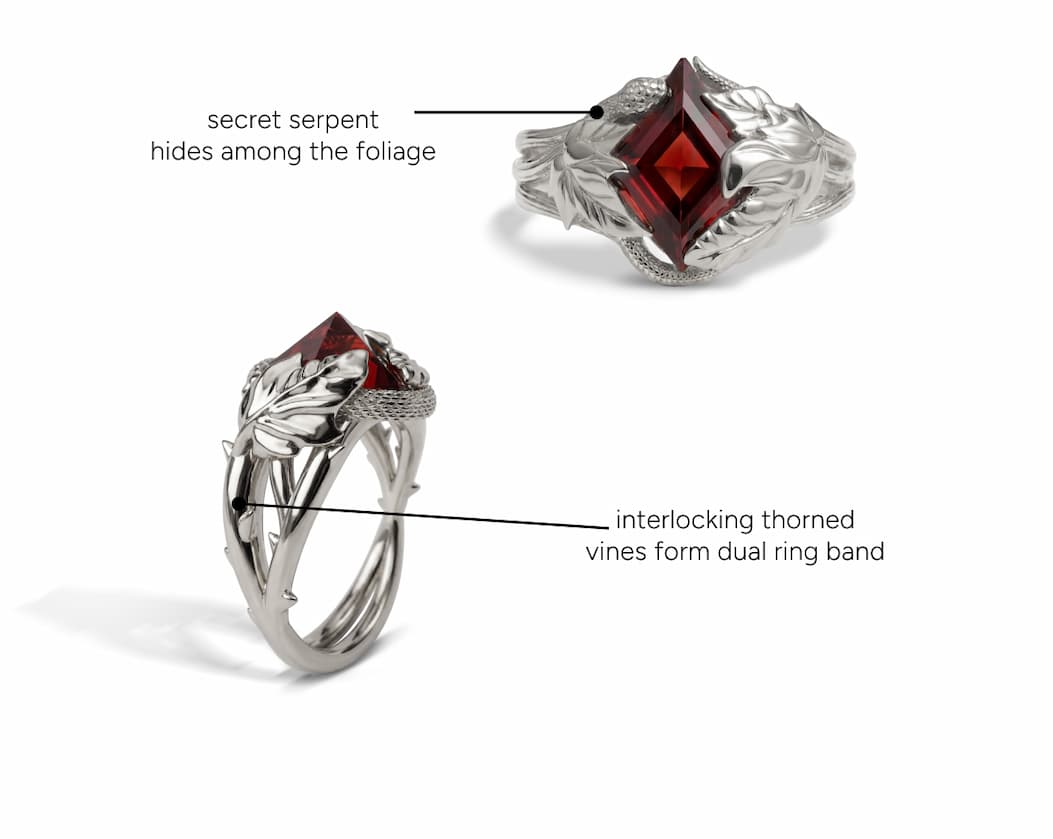 Gemstone Snake In The Garden Ring