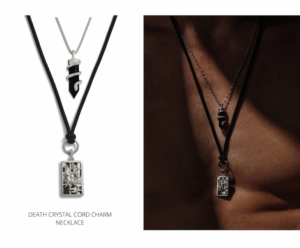 Death Crystal Cord Charm Necklace