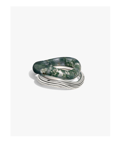 Moss Agate Ring Set