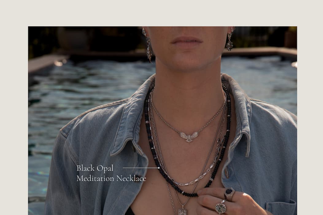 Black Opal Meditation Necklace