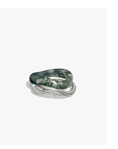 Carved Gemstone Stacking Ring Set