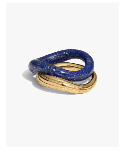Wavy Gemstone Ring Set