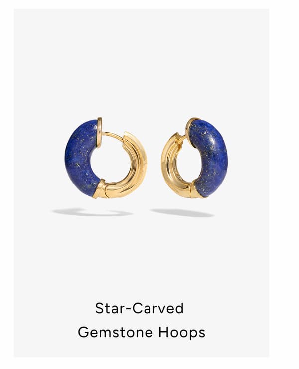 Star-Carved Gemstone Hoops