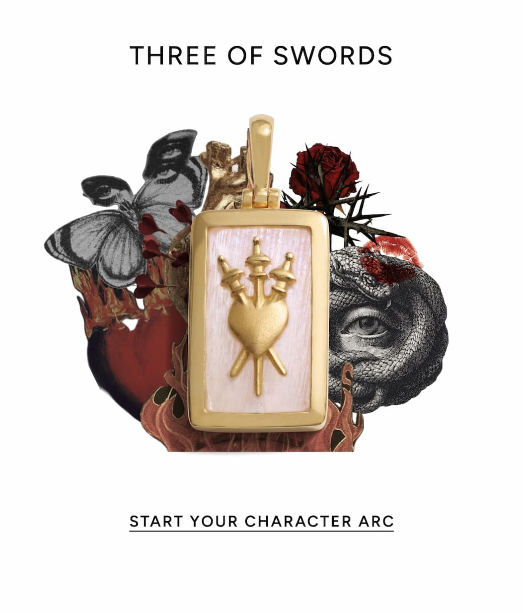 Three of Swords Tarot Pendant